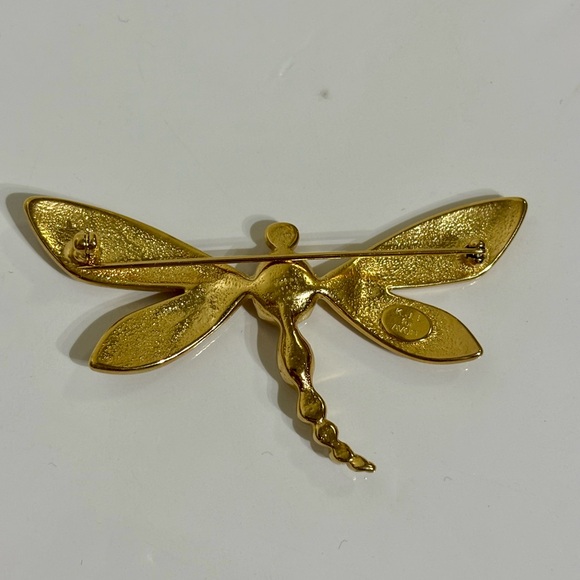 Vintage KJL Kenneth Jay Lane for Avon Goldtone  Dragonfly Brooch - Picture 7 of 10